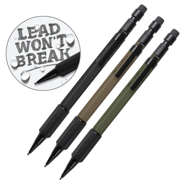 Mechanical Clicker Pencil - Flat Dark Earth, Black, & Olive Drab W/ Black Lead 3 Pack