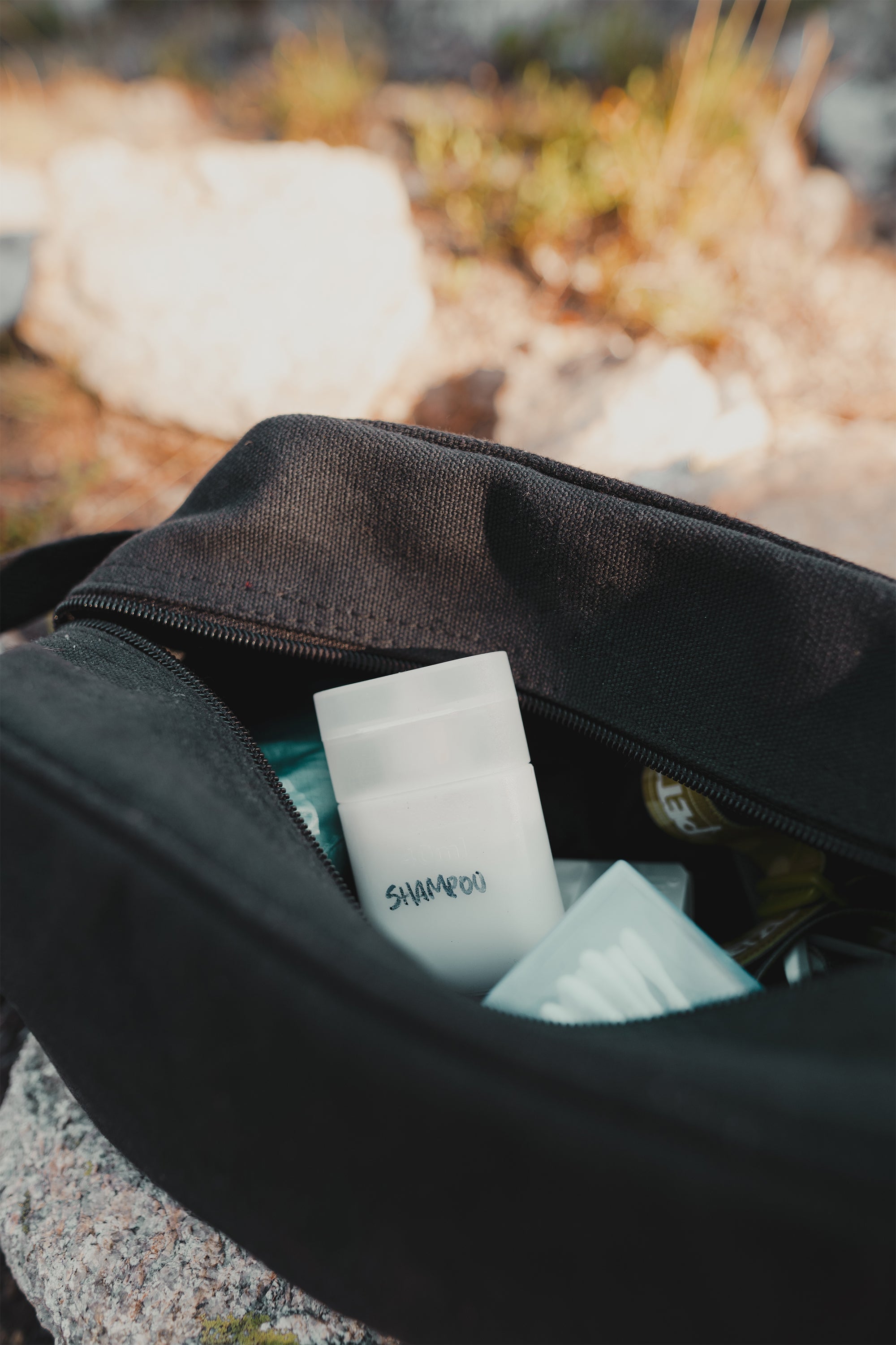 Cotton Canvas Travel Accessory Bag - Black