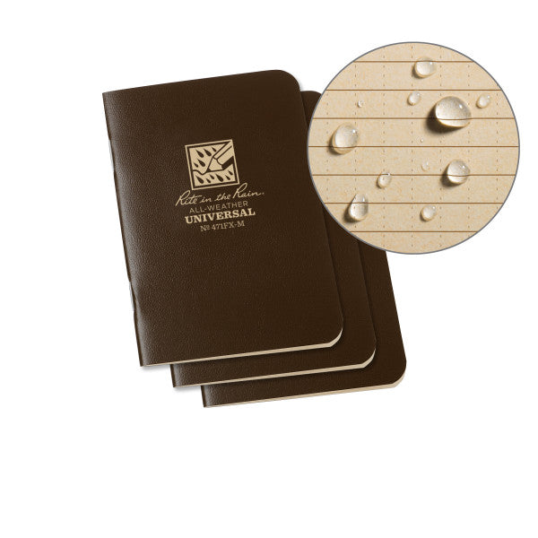 Stapled Mini Notebook - Universal - Brown - 3 Pack