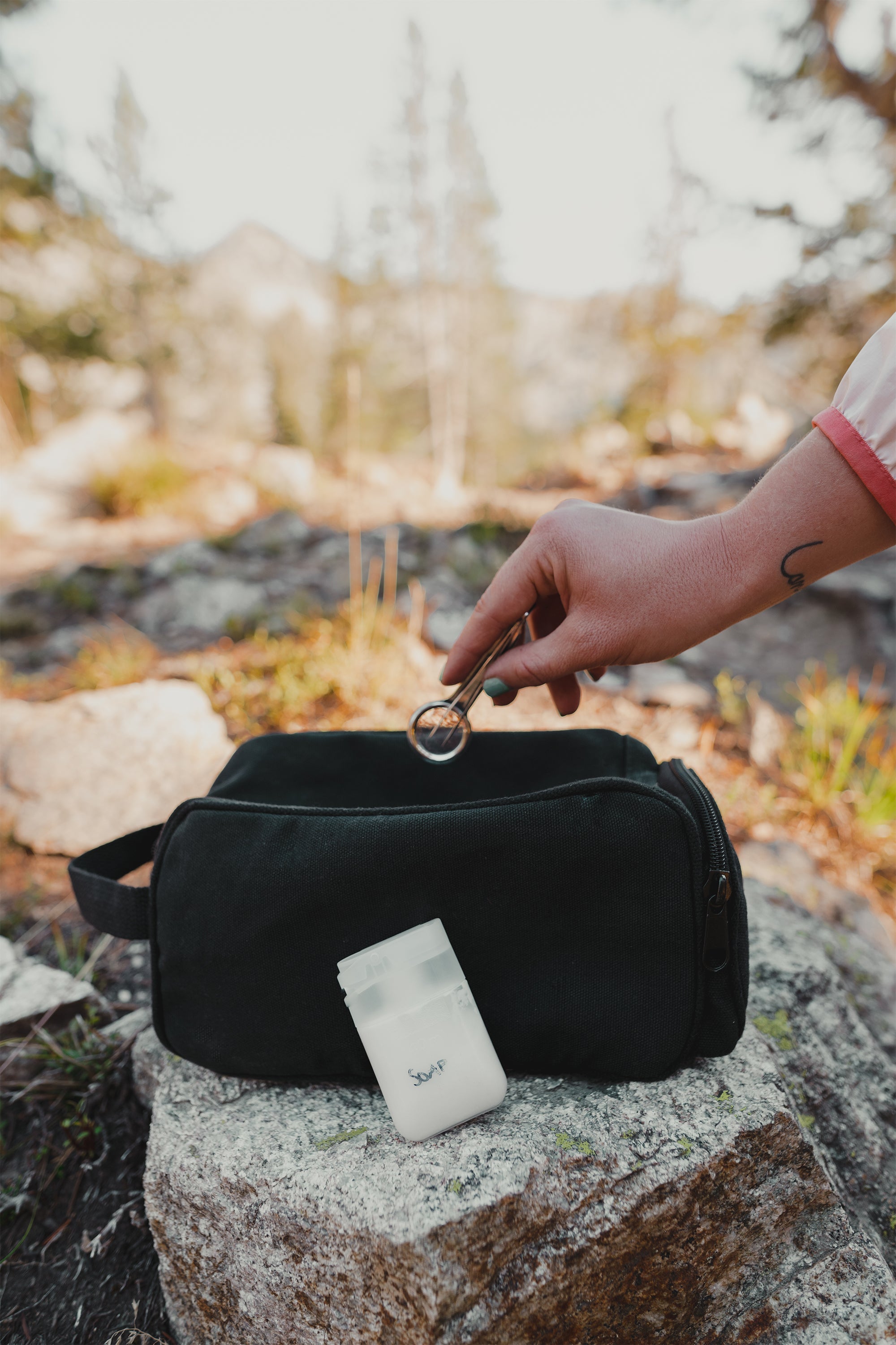 Cotton Canvas Travel Accessory Bag - Black