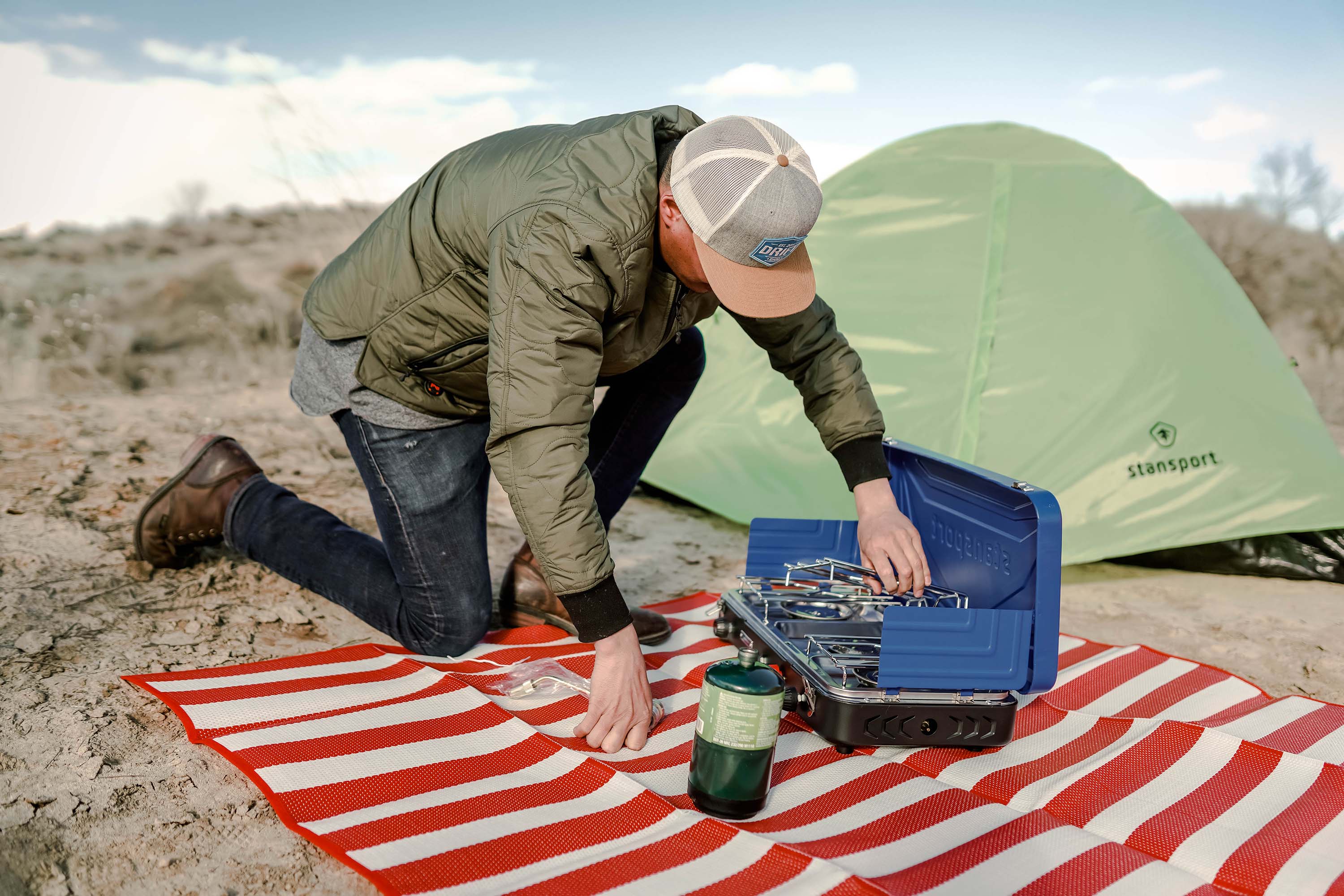 Propane Stove - 2 - 25 K And 1-10 K Burners - Blue