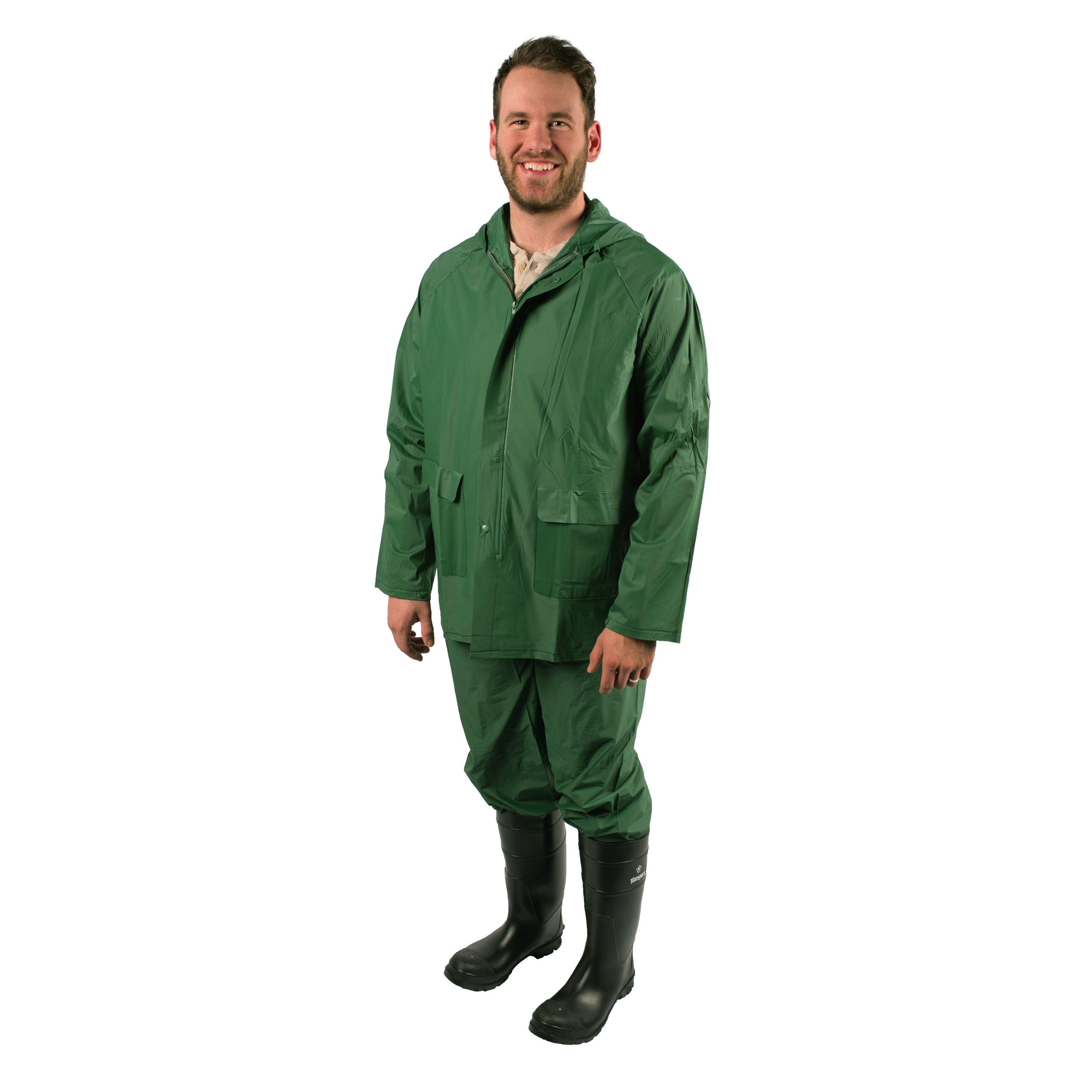 Pvc Rainsuit - Pvc Back - Green - Xl
