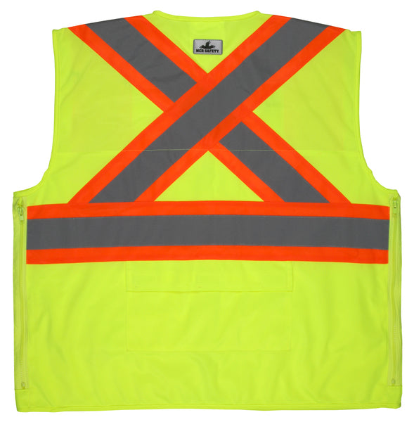 MCR Safety CSA,Survey Pocket, Lime,Silv/Orange L