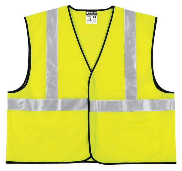 MCR Safety Class 2,Econ Vest,Solid,Lime,LF X3