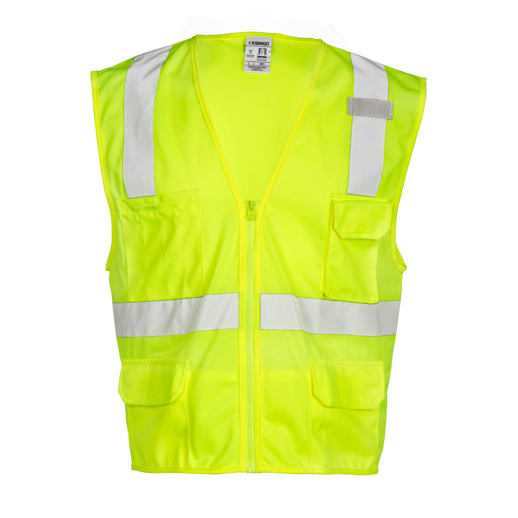 Kishigo 6 Pocket Zipper Solid Vest