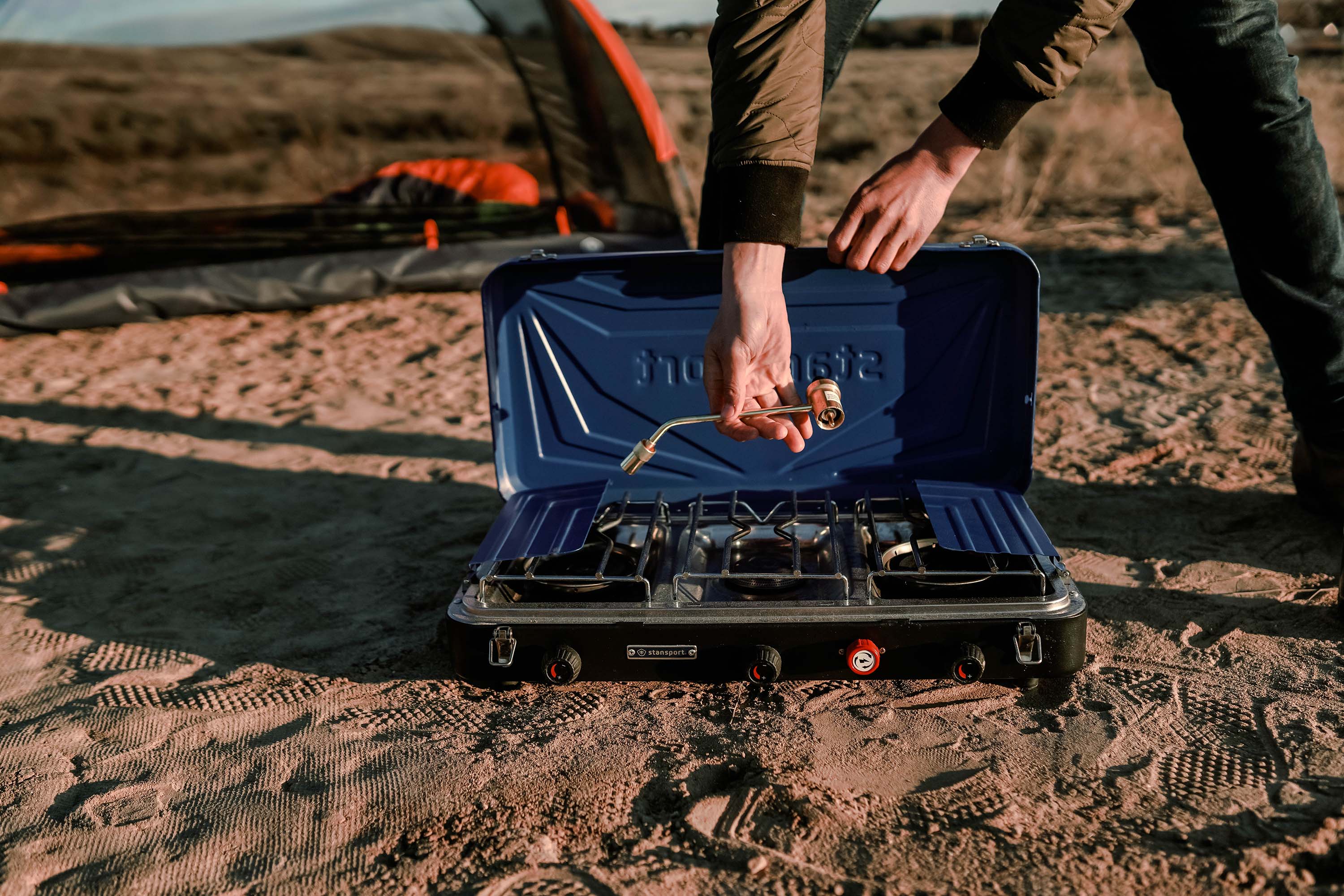 Propane Stove - 2 - 25 K And 1-10 K Burners - Blue
