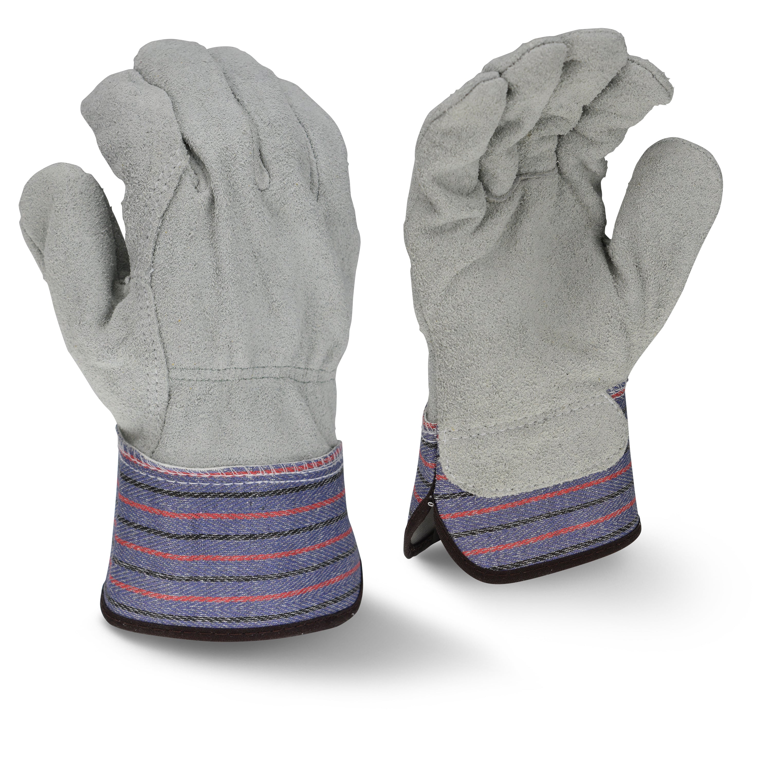 Radians RWG3206 Full Regular Shoulder Gray Split Cowhide Leather Palm Glove - Size L