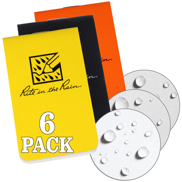 Stapled Notebook - Field Flex - Blank - Yellow, Black, Orange - 6 Pack