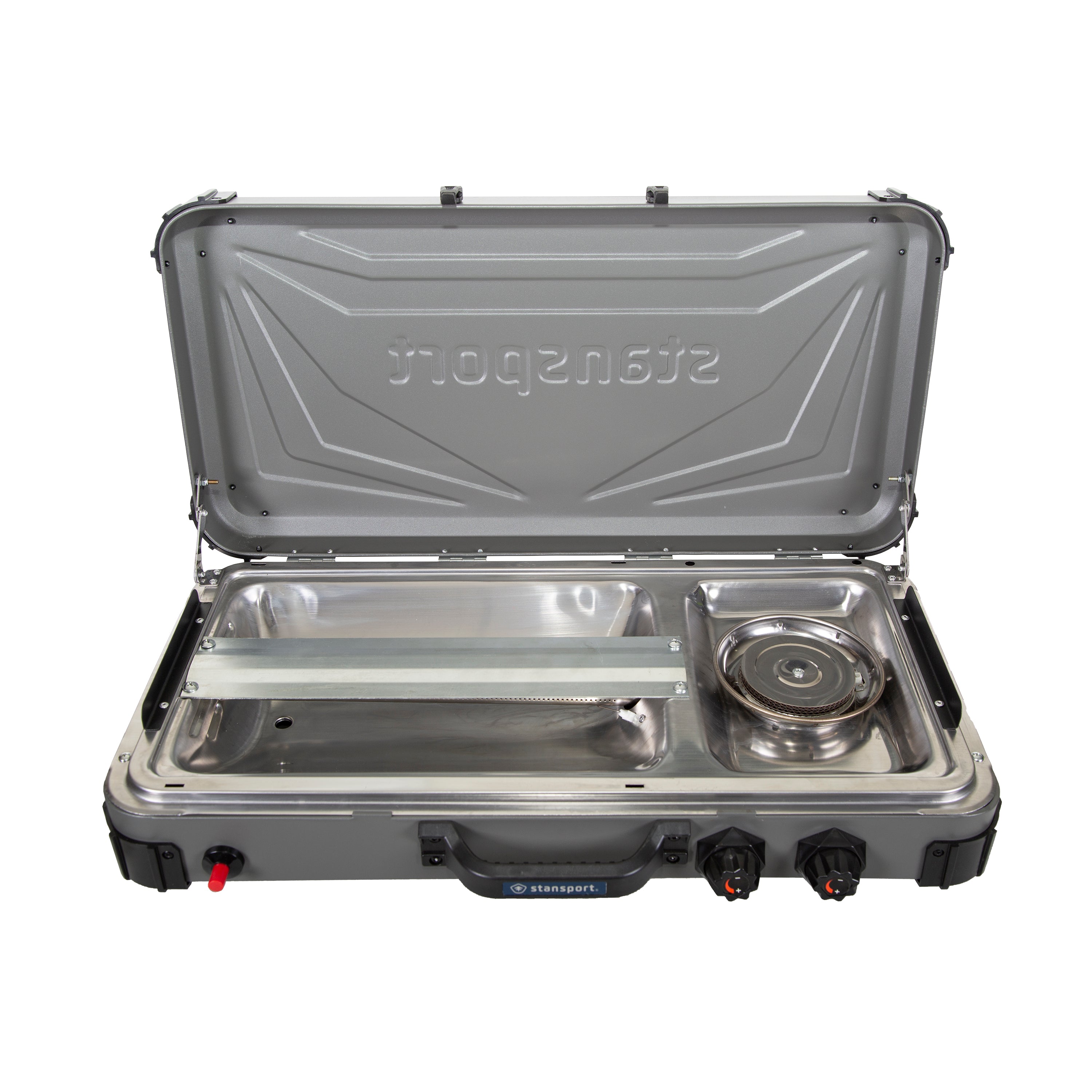 Propane Stove And Grill Combo-Piezo - Gray W/Black Trim