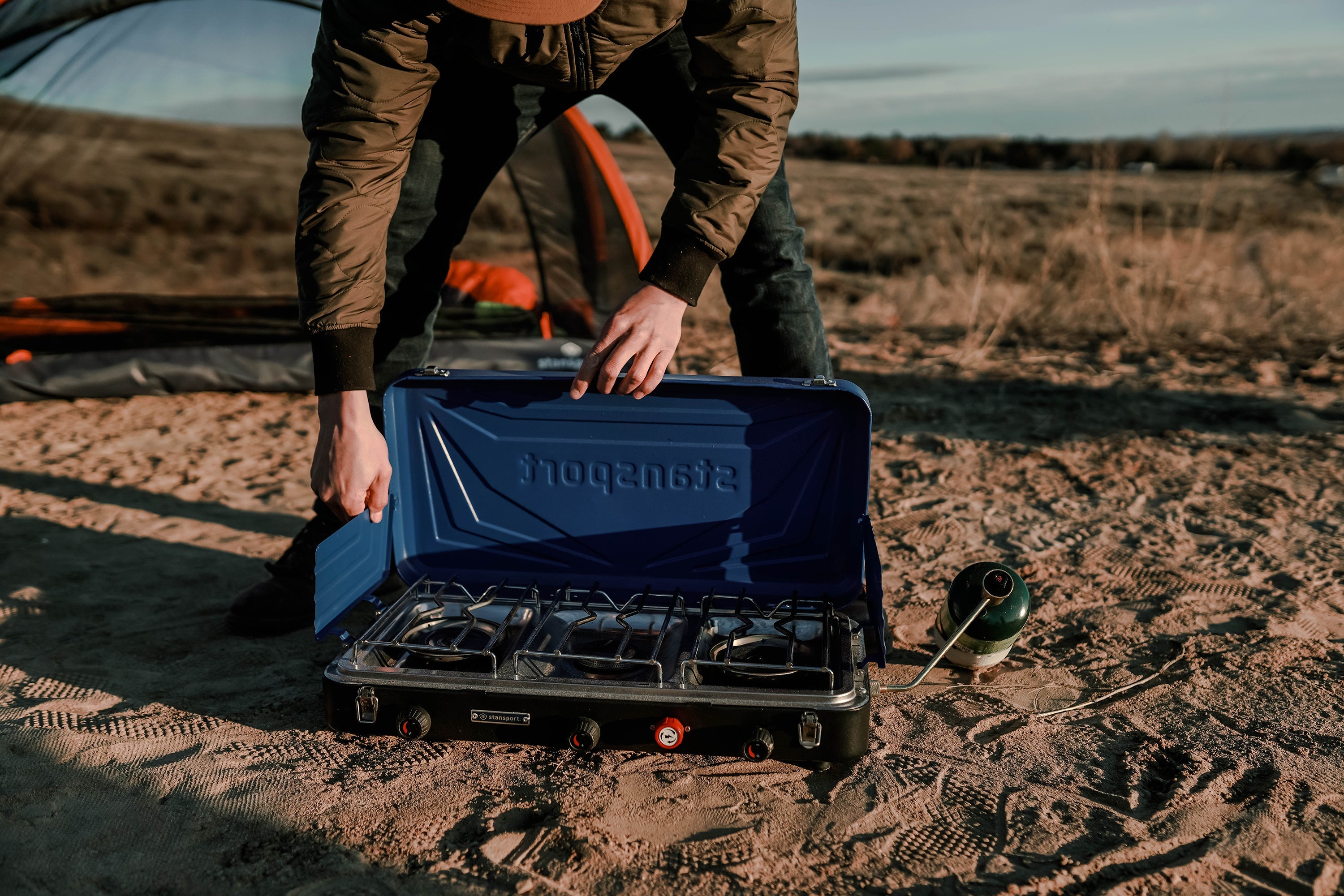 Propane Stove - 2 - 25 K And 1-10 K Burners - Blue