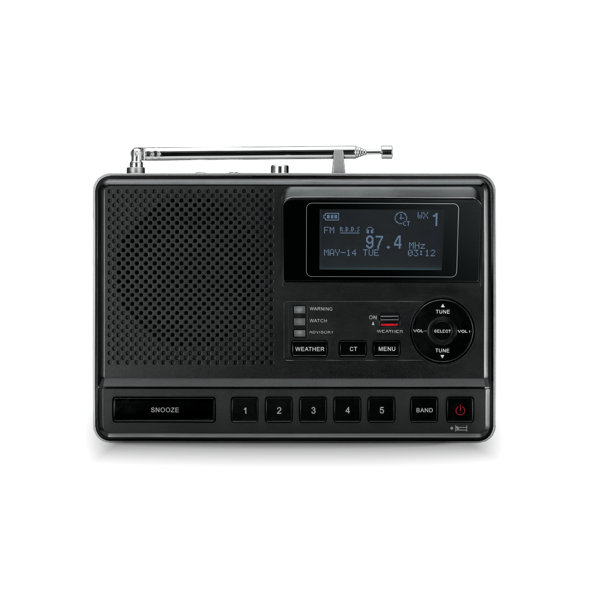 Sangean CL-100 S.A.M.E. Table-Top Weather Hazard Alert with AM / FM-RBDS Alarm Clock NOAA Radio