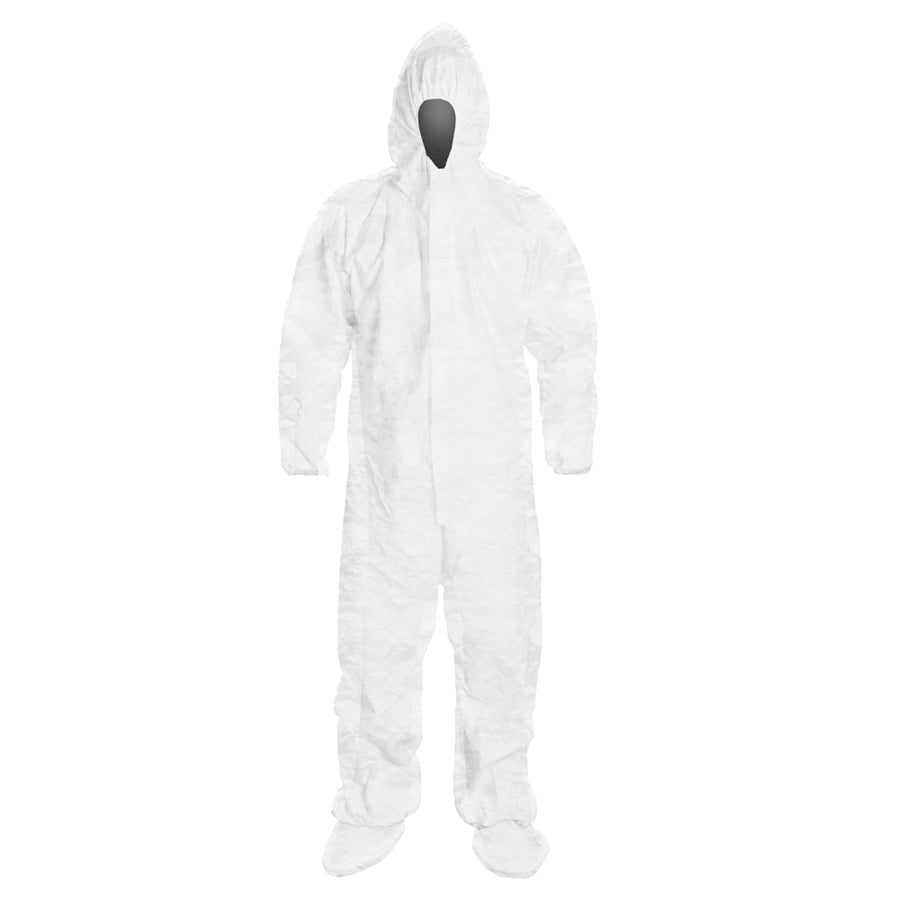 Liberty - Polygard Coverall - Light Weight - Attached Hood & Boots, Elastic Wrists - Case of 25