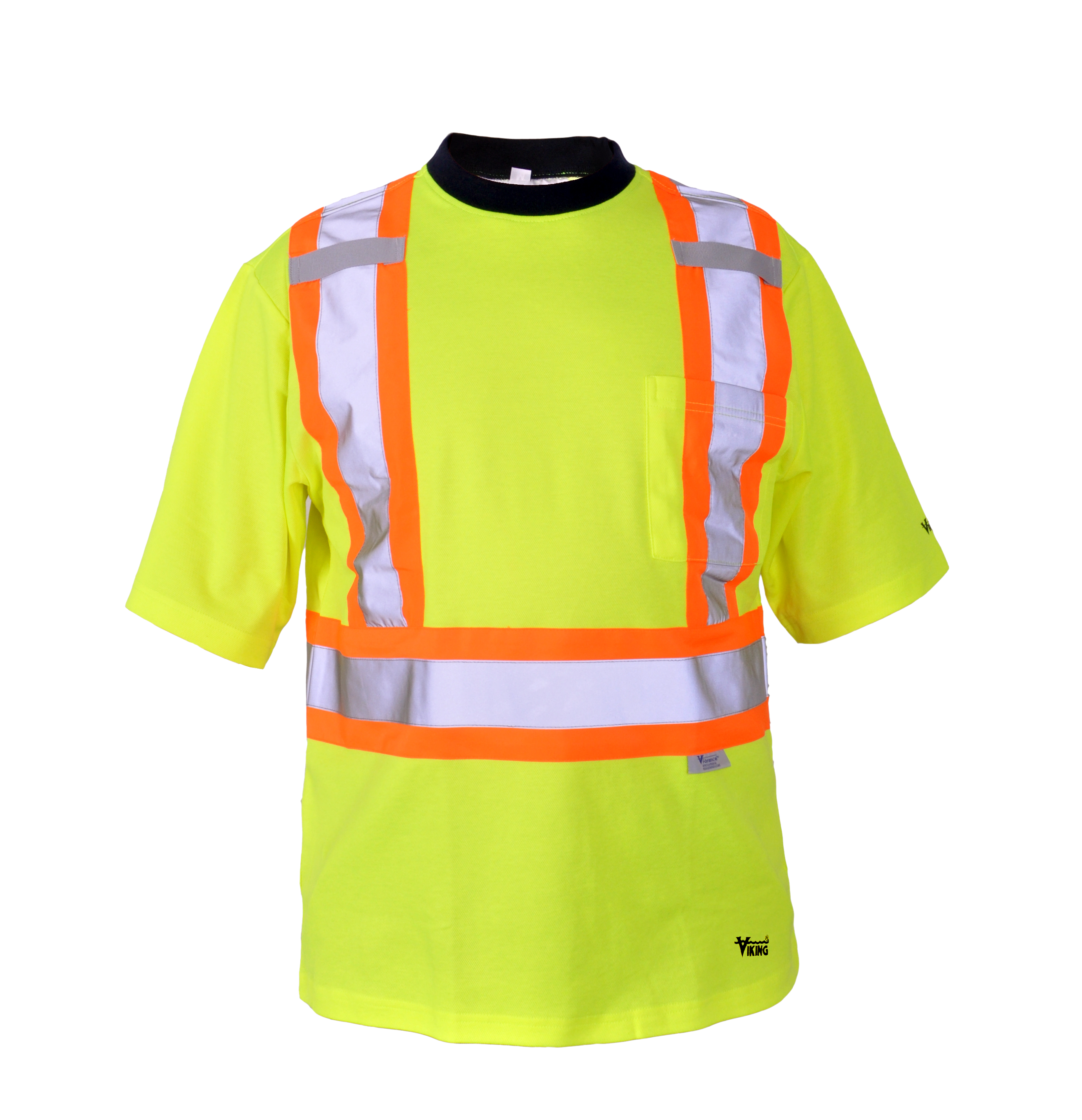 Viking Cotton Lined Striped Safety T-Shirt Green