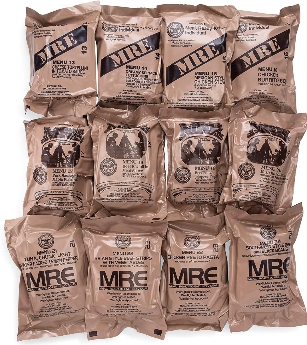 Genuine U.S. Military Surplus Ready to Eat Meals / MRE (12 Packs)