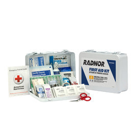RADNOR™ White Metal Portable/Wall Mount 25 Person First Aid Kit