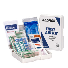 RADNOR™ White Plastic Portable Mount 1 Person First Aid Kit