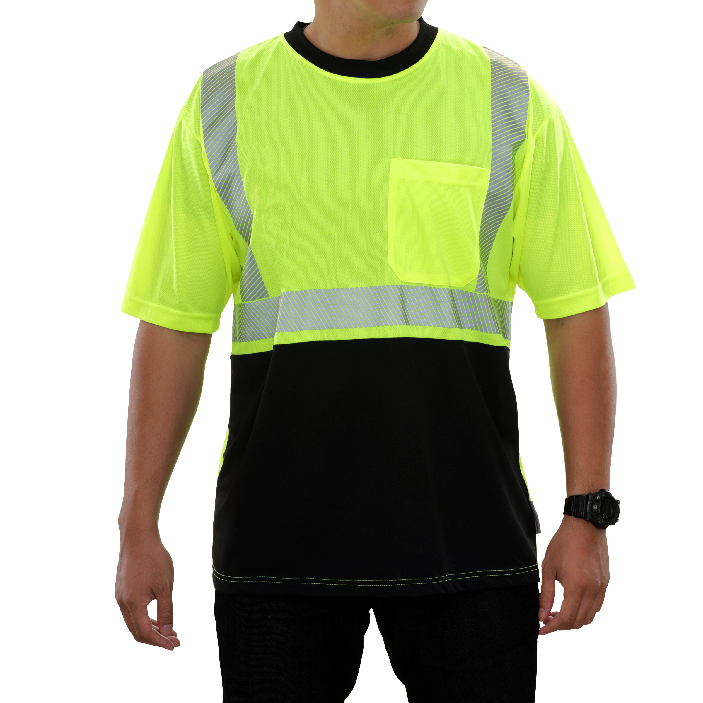 Safety Shirt Hi Vis Pocket Shirt Lime Birdseye Comfort Trim by 3M