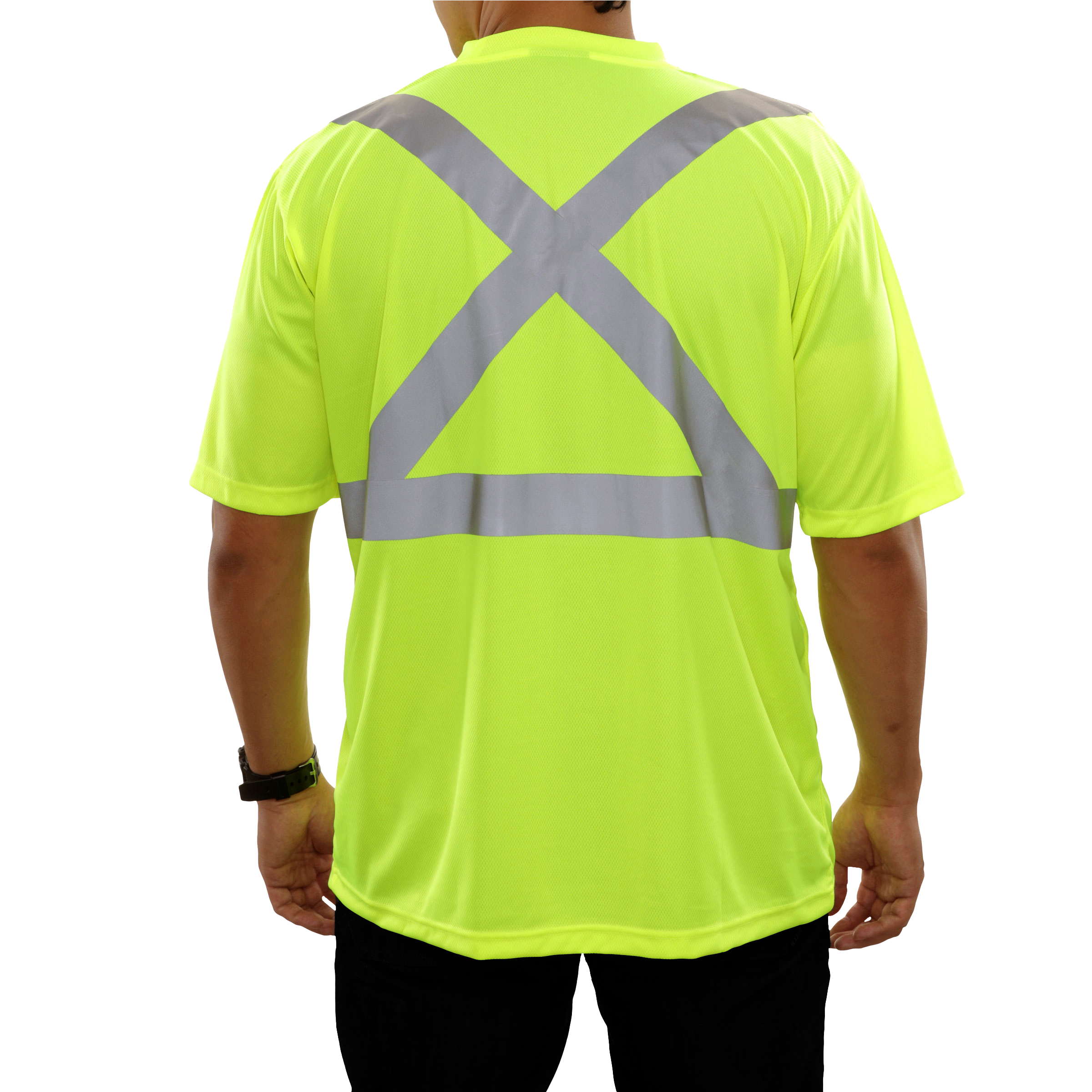 Reflective Apparel High Visibility Safety Pocket Shirt Lime Birdseye X-Back