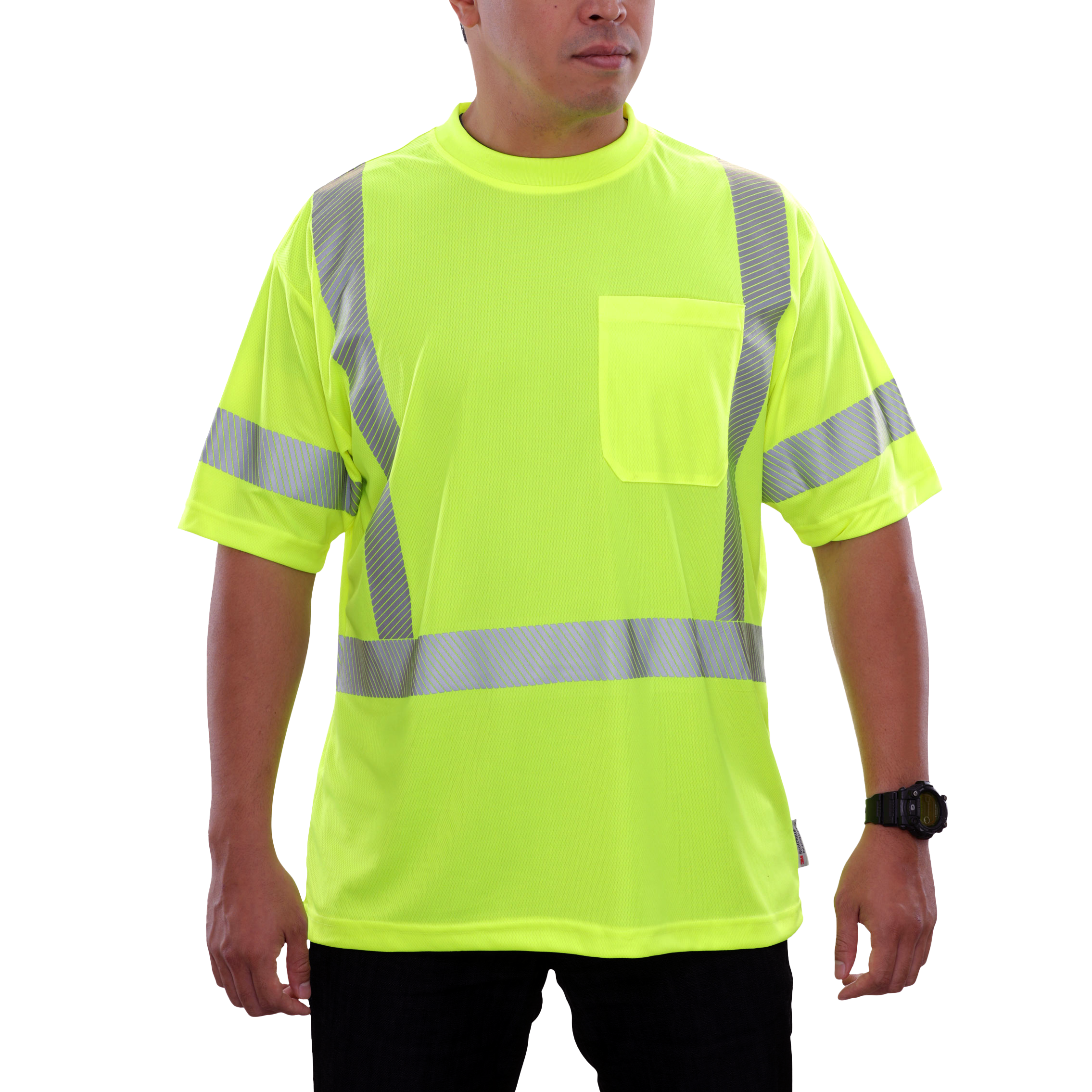 Reflective Apparel High Visibility Shirt Lime Birdseye Comfort Trim by 3M
