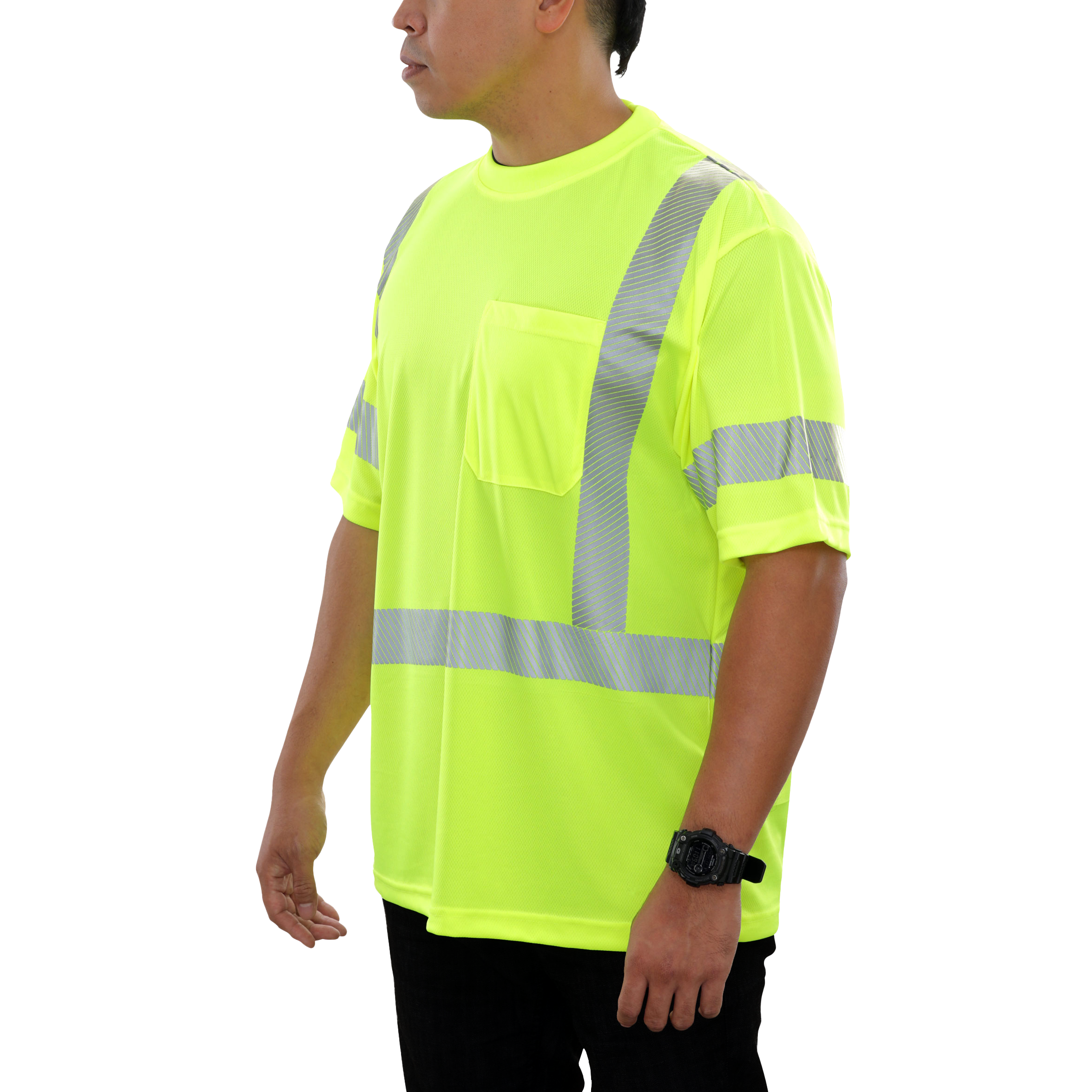 Reflective Apparel High Visibility Shirt Lime Birdseye Comfort Trim by 3M