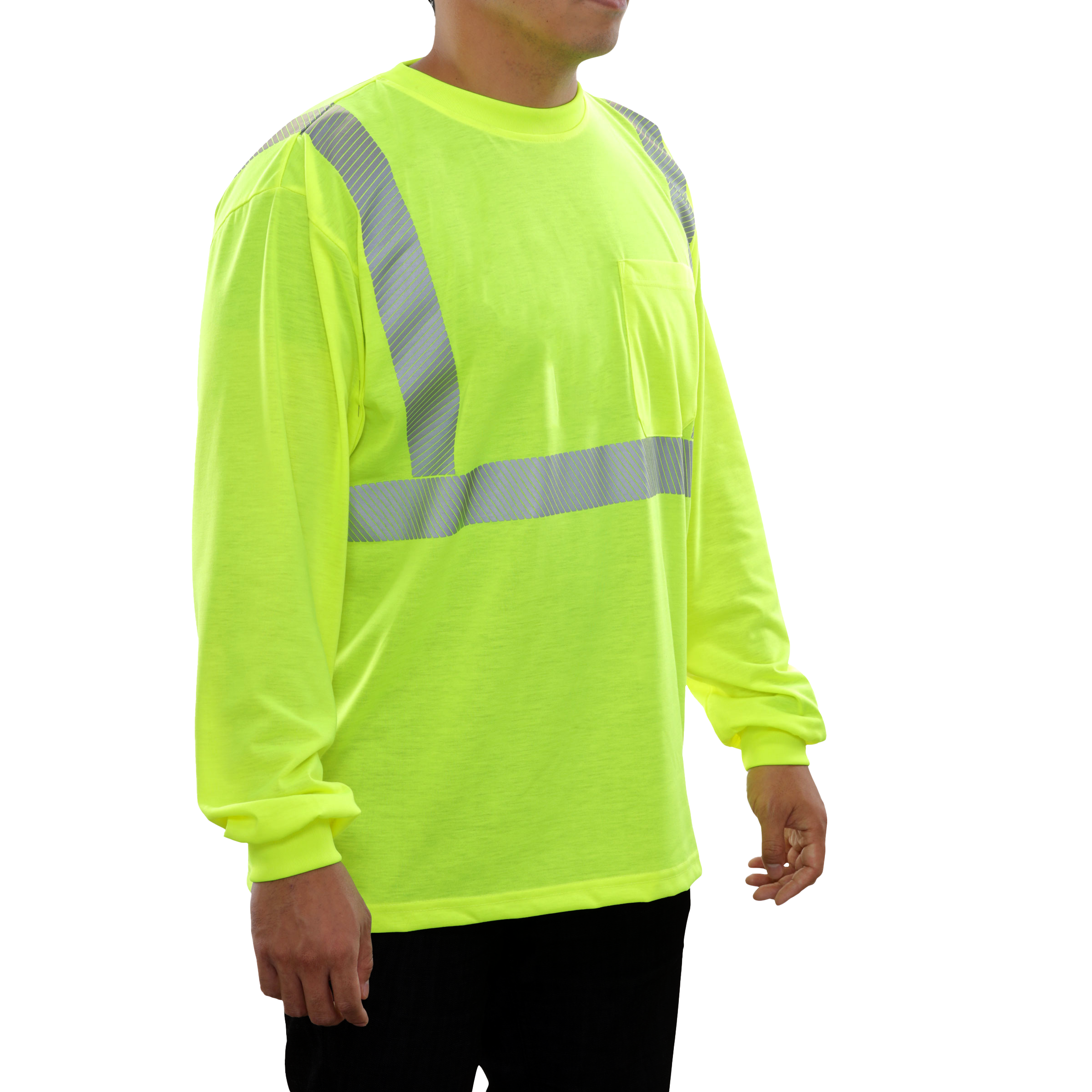 Reflective Apparel High Visibility Pocket Shirt Long Sleeve Lime Jersey Comfort Trim by 3M