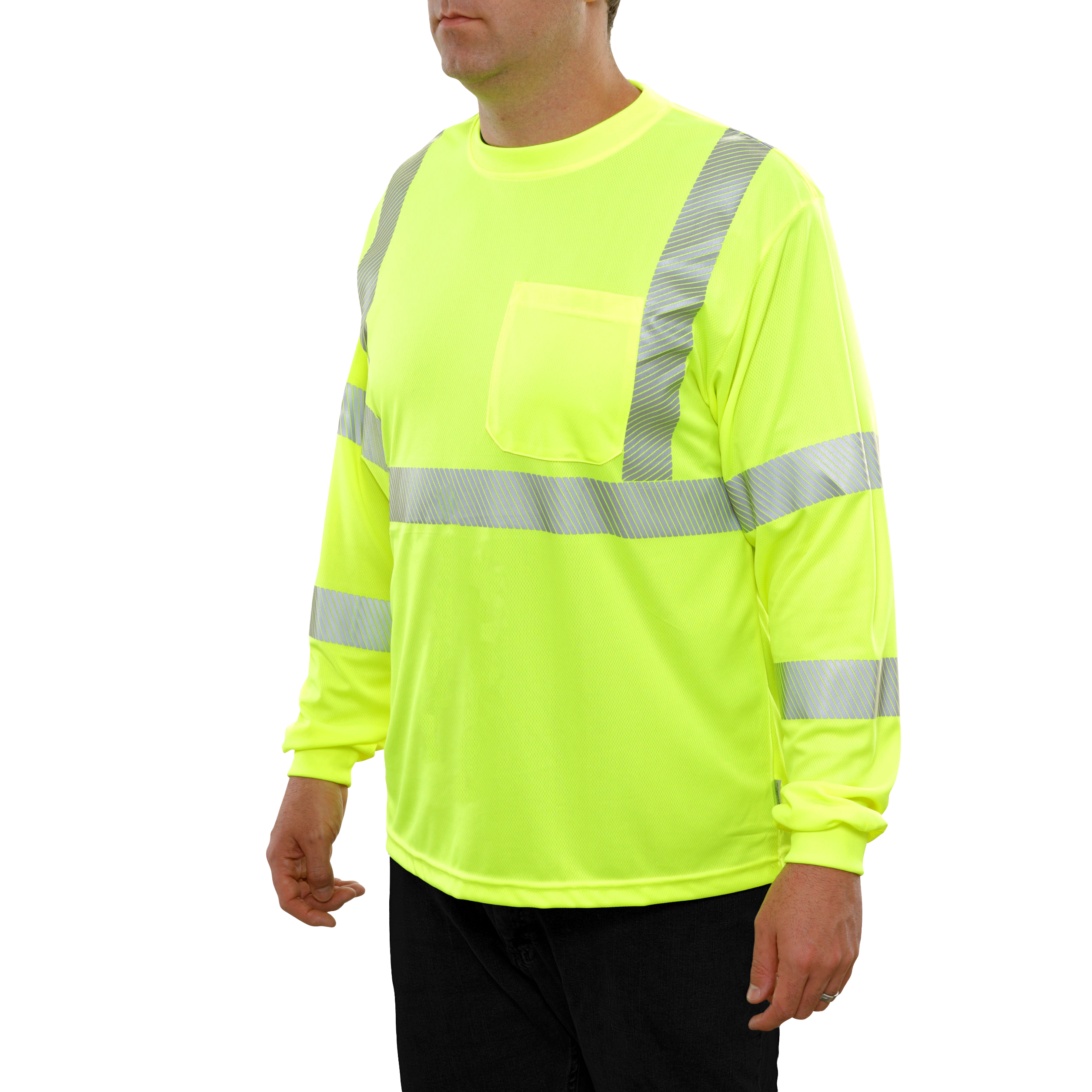 Reflective Apparel High Visibility Long Sleeve Shirt Lime Birdseye Comfort Trim by 3M