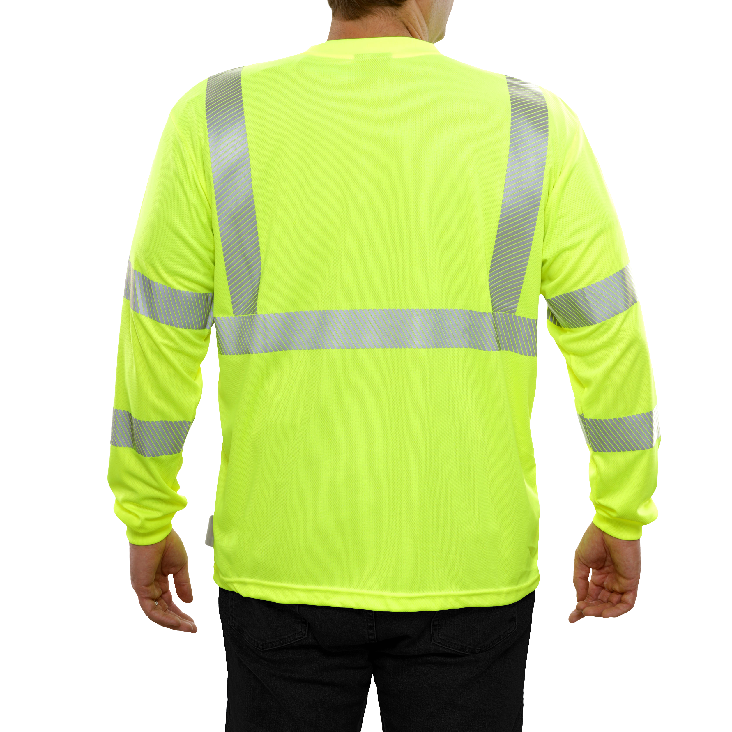 Reflective Apparel High Visibility Long Sleeve Shirt Lime Birdseye Comfort Trim by 3M