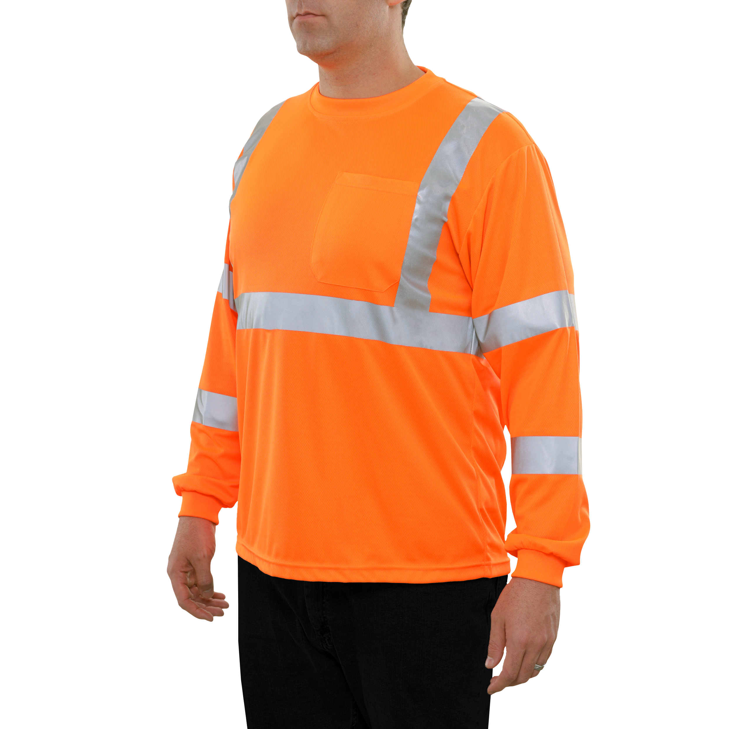 Reflective Apparel High Visibility Long Sleeve Shirt Orange Birdseye ANSI 3
