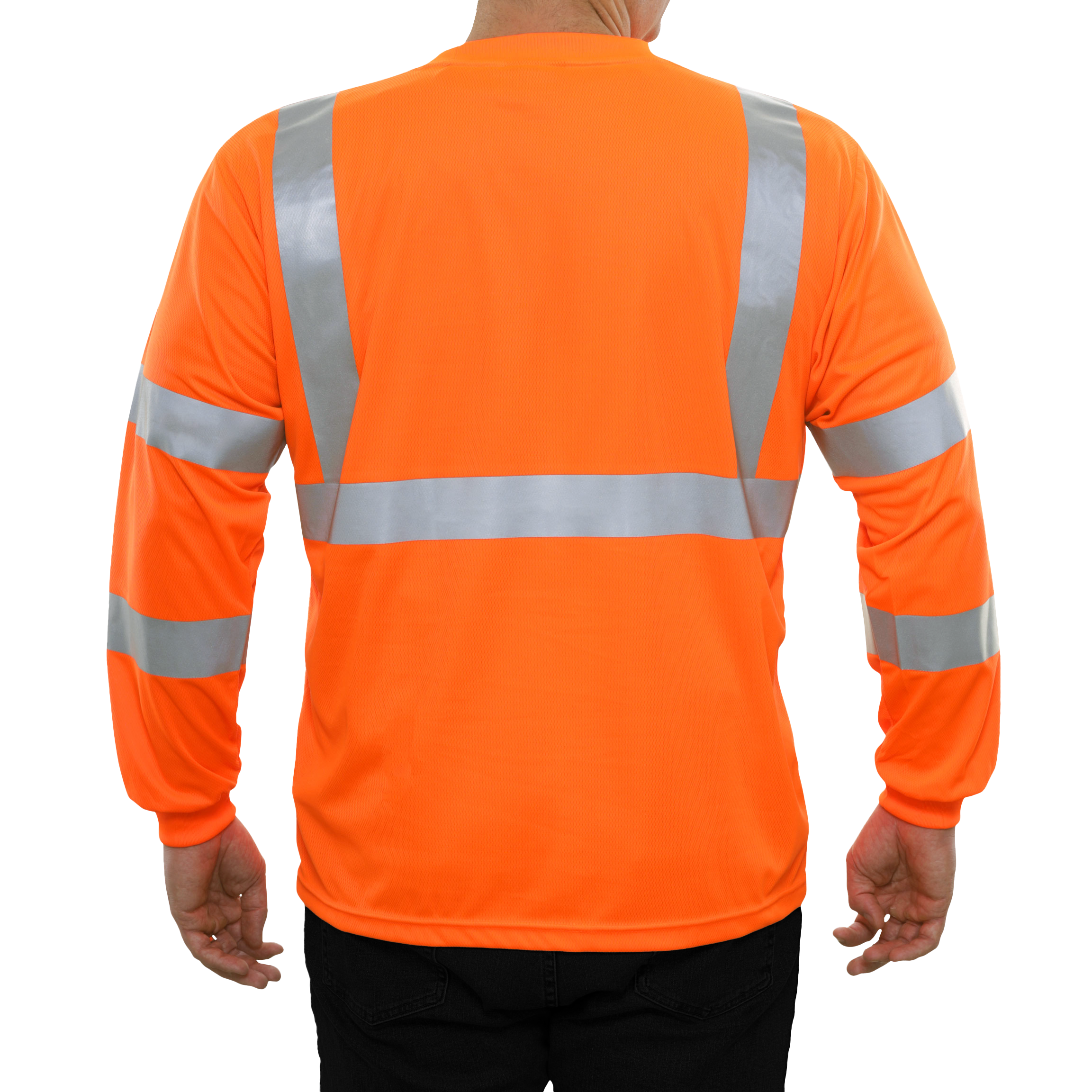 Reflective Apparel High Visibility Long Sleeve Shirt Orange Birdseye ANSI 3