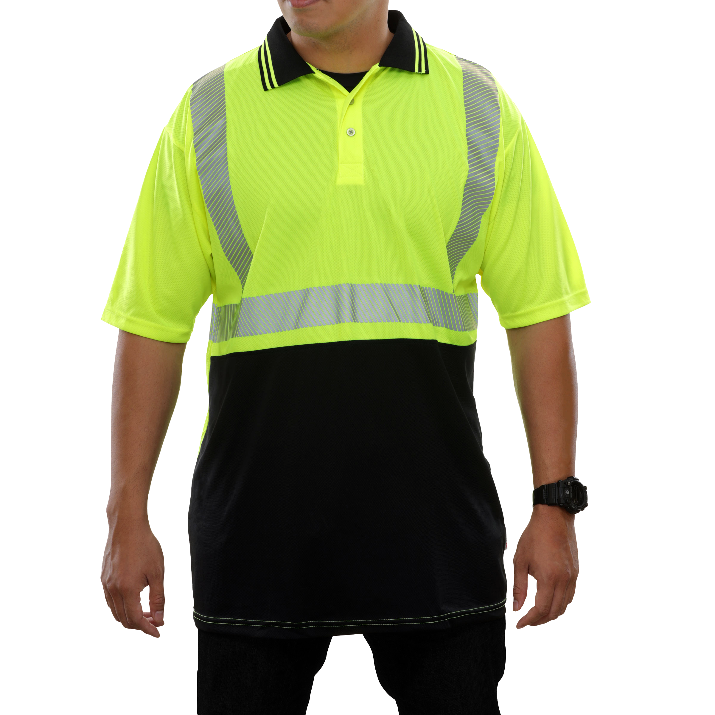 Reflective Apparel High Visibility Polo Shirt Two-Tone Birdseye Comfort Trim by 3M