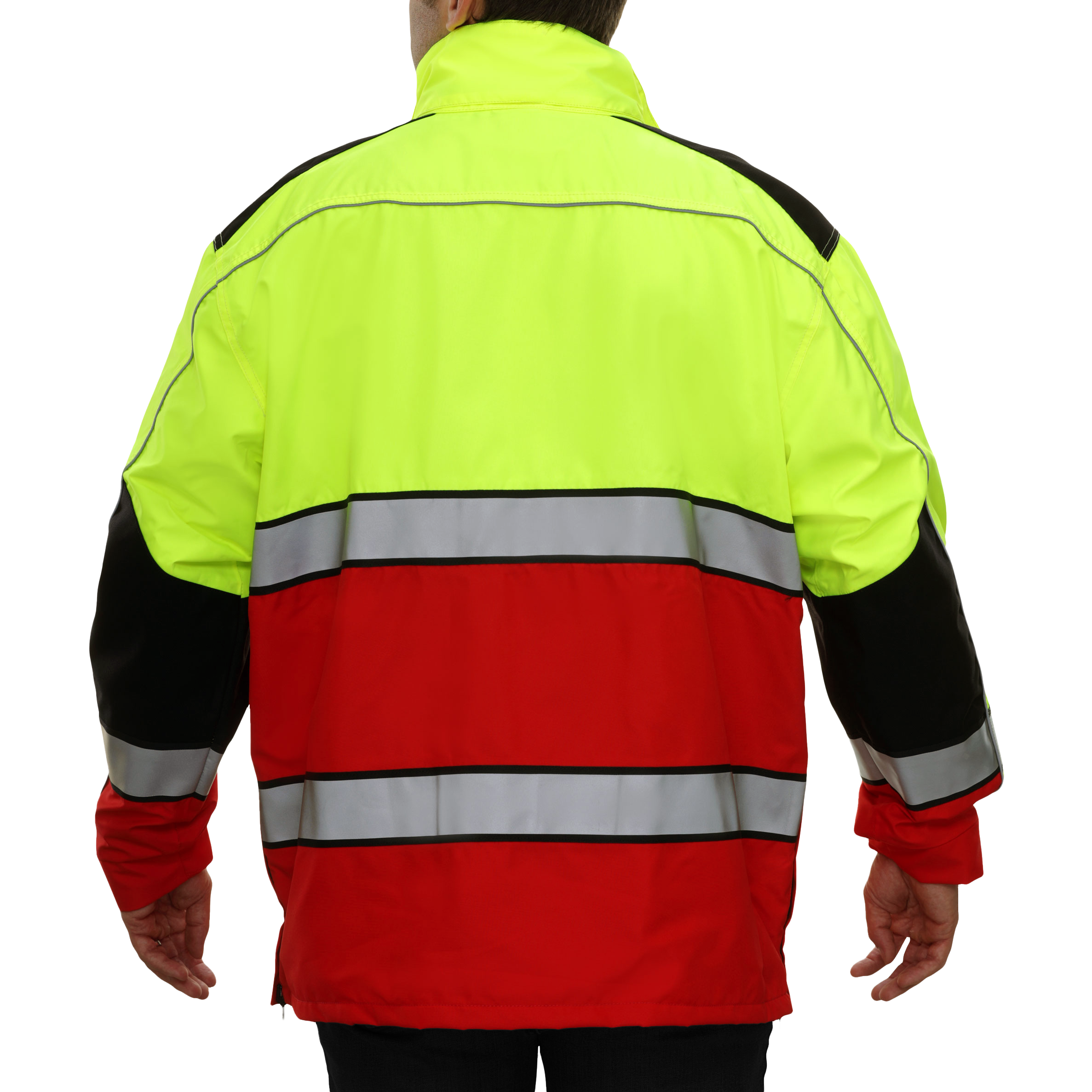 Safety Jacket Hi Vis Responder Parka Waterproo 2-Tone Lime & Red