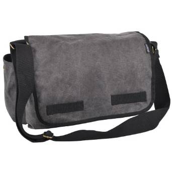 Everest Luggage Canvas Two Snap Pocket Messenger - Charcoal