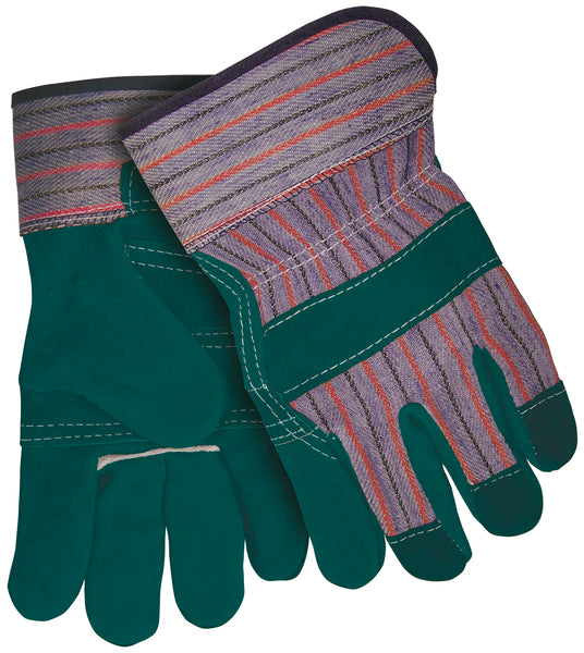 MCR Safety Green Color Leathr Palm W/Rubberizd Cuff