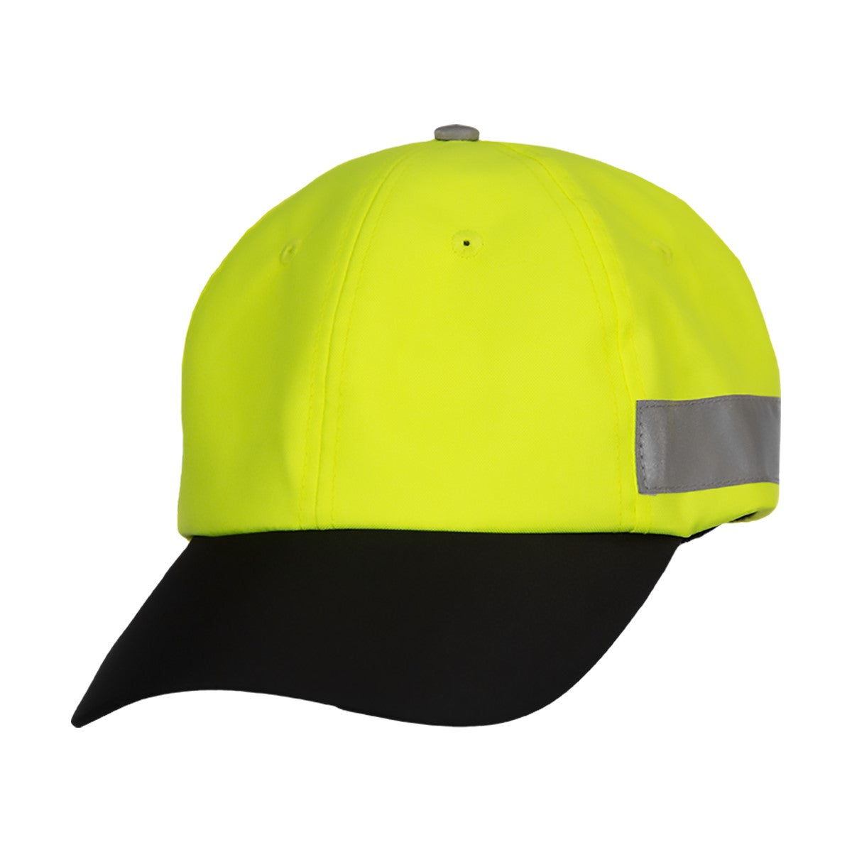 Safety Baseball Ha Hi Vis Lime & Black Cap Adjustable Cotton Sweatband