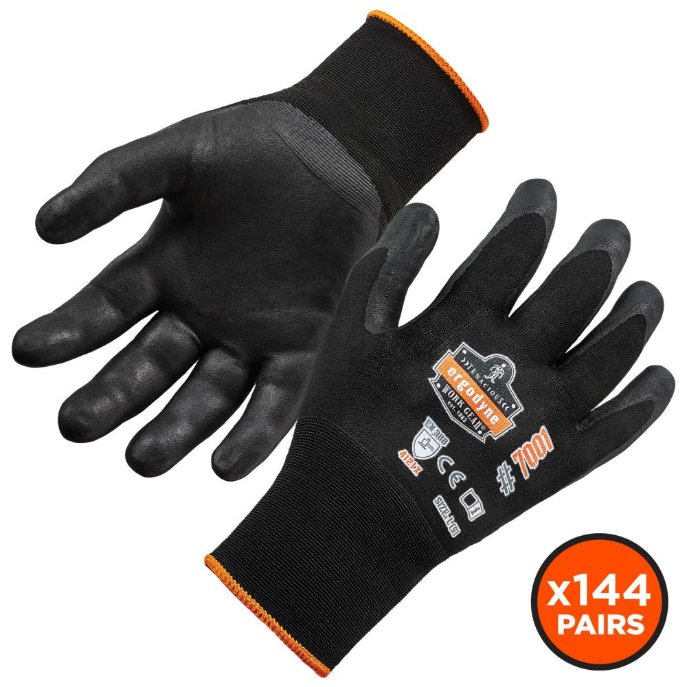 ProFlex 7001-CASE Nitrile-Coated Gloves - ANSI Level 2 Abrasion Resistant, DSX Dry Grip (144-Pair)