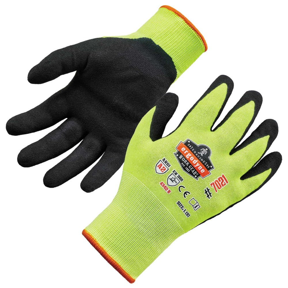ProFlex 7021 Hi-Vis Nitrile-Coated Cut-Resistant Gloves - ANSI A2, WSX Wet Grip