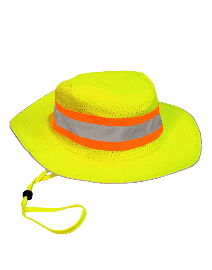Safety Hat Hi Vis Lime Ranger Style Hat ANSI HW Contrasting Trim