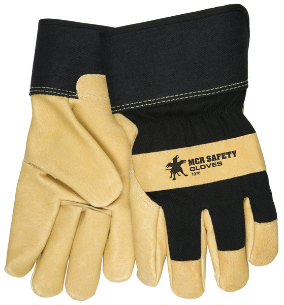 MCR Safety Grain Pig Lined Black Fabric Glove