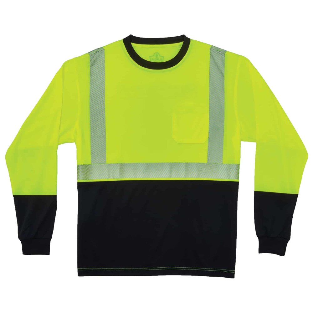 GloWear 8281BK Hi-Vis Performance Long Sleeve T-Shirt - Type R Class 2 Black Bottom