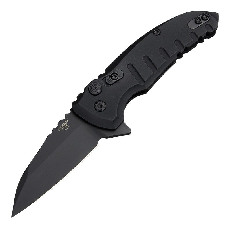 X1-MicroFlip Flipper: 2.75" Wharncliffe Blade - Black Cerakote Finish, Matte Black Aluminum Frame