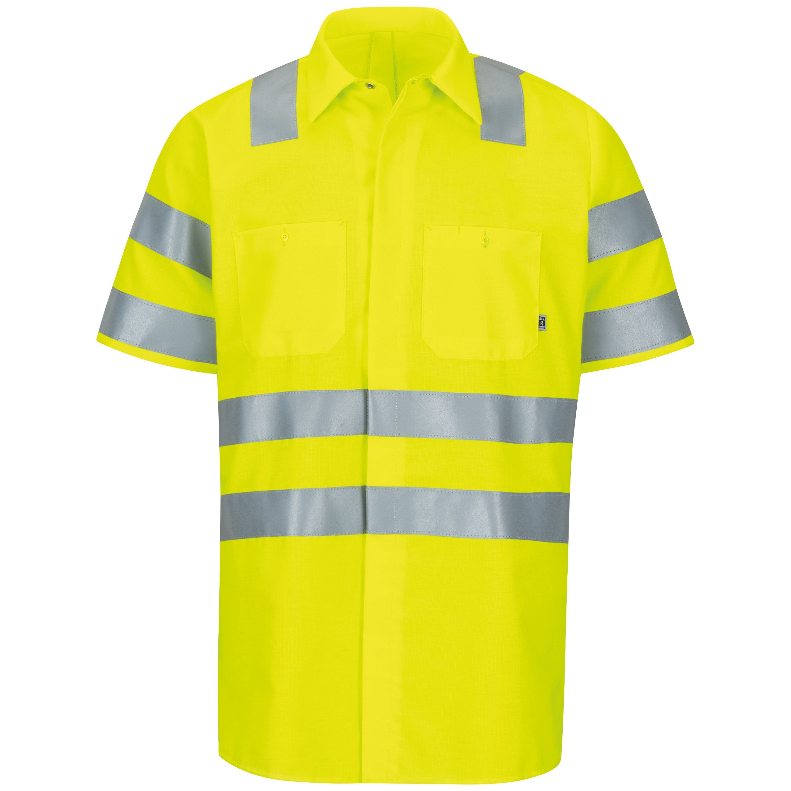 Red Kap Short Sleeve Hi-Visibility Ripstop Work Shirt with MIMIX + OilBlok, Type R Class 3