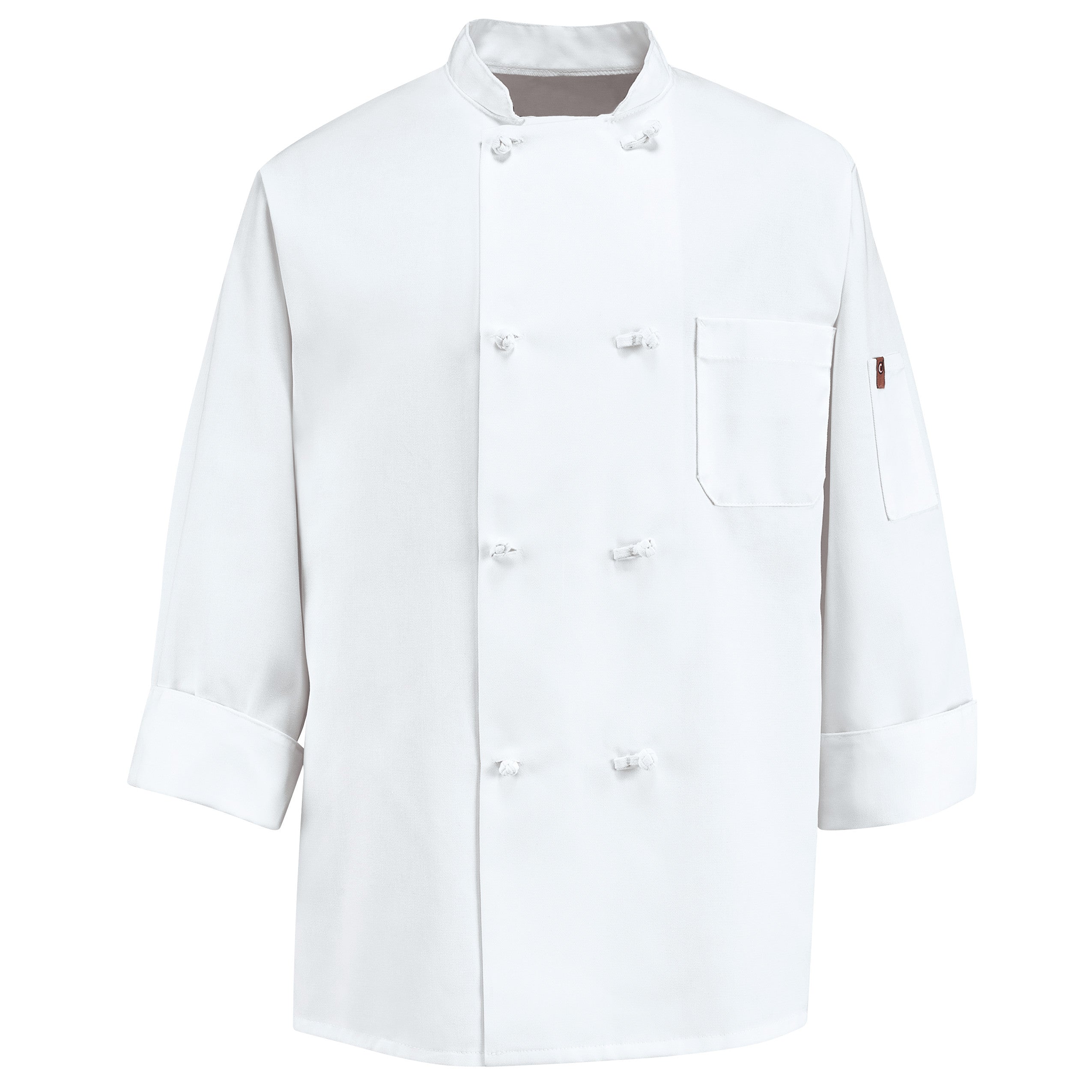 Eight Pearl Button Chef Coat with Thermometer Pocket 0414 - White