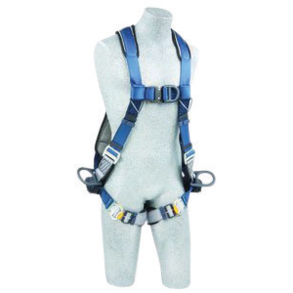 3M  DBI-SALA  Medium ExoFit  Full Body Vest Style Harness With PVC Coated Back, Side And Front D-Rring, Quick Connect Leg Strap Buckle, Lanyard Keeper And Built-In Comfort Padding
