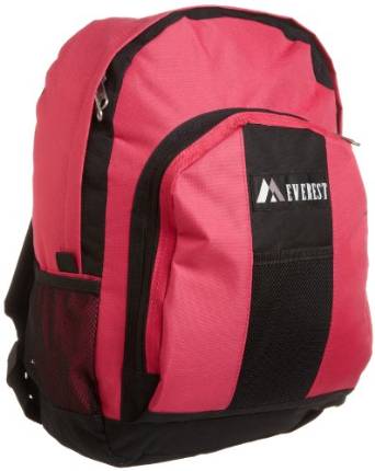 Everest Luggage Backpack with Front and Side Pockets  - Hot Pink/Black