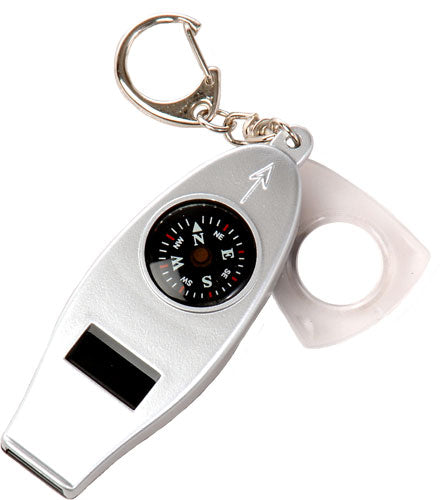 4-in-1 Whistle: Keychain, Whistle, Thermometer, Magnifier