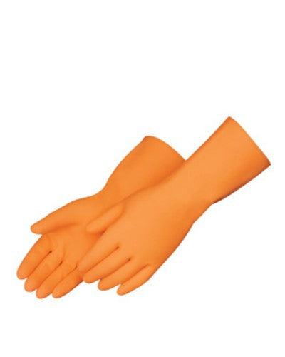 Orange heavy weight latex Gloves - Dozen