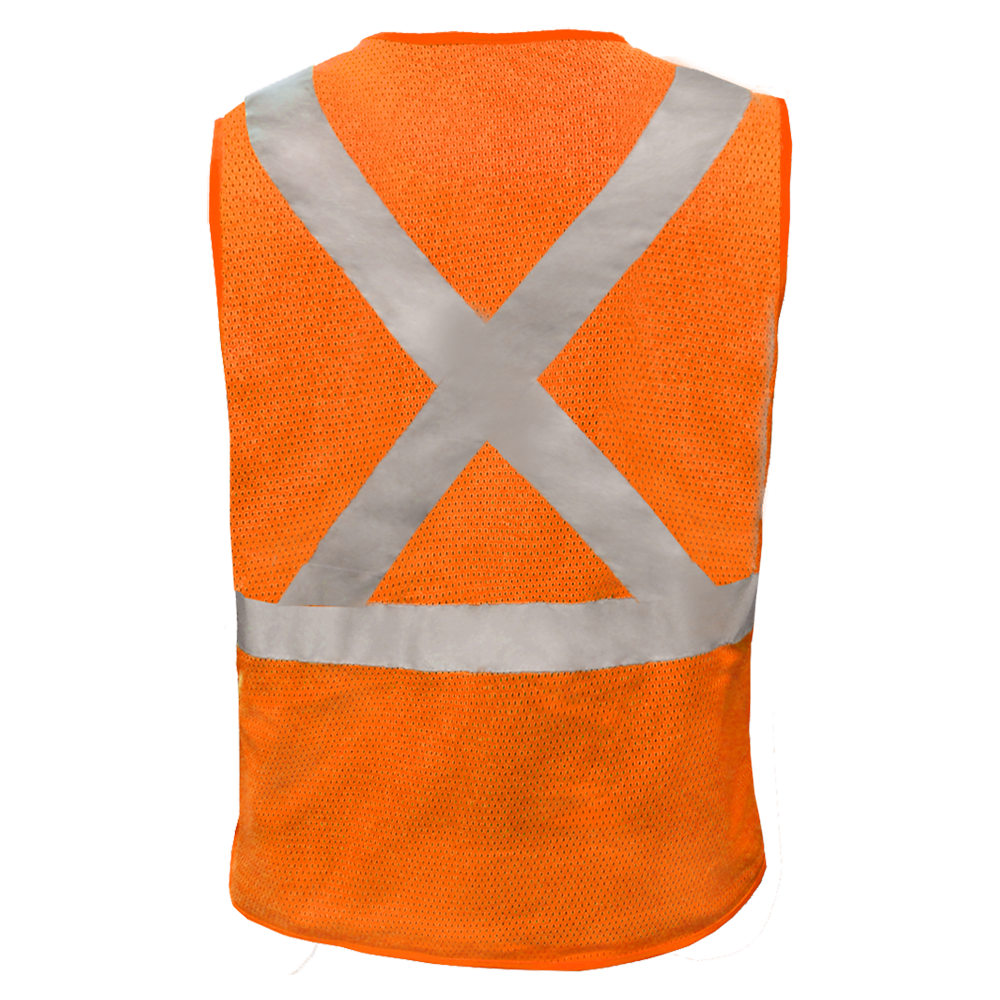 Safety Vest Hi Vis Vest X-Back Orange 5pt Breakaway Mesh ANSI 2