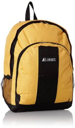 Everest Luggage Backpack with Front and Side Pockets  - Yellow