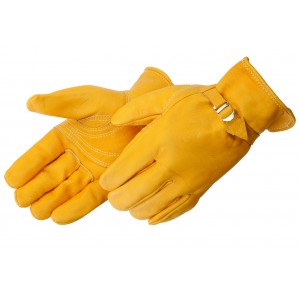 Golden grain cowhide double palm driver Gloves - Dozen