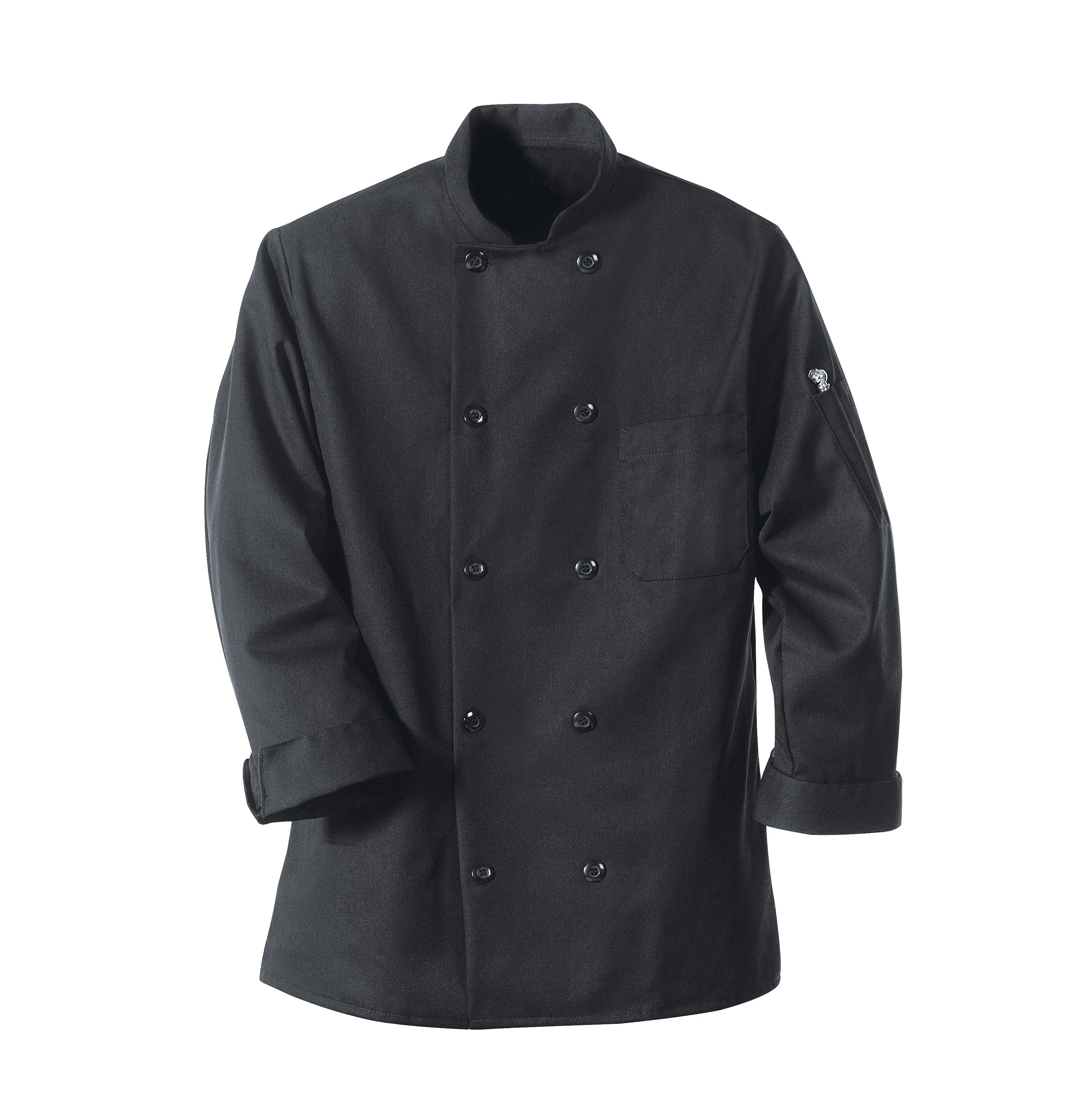 Black Chef Coat Ten Pearl Buttons 0425 - Black